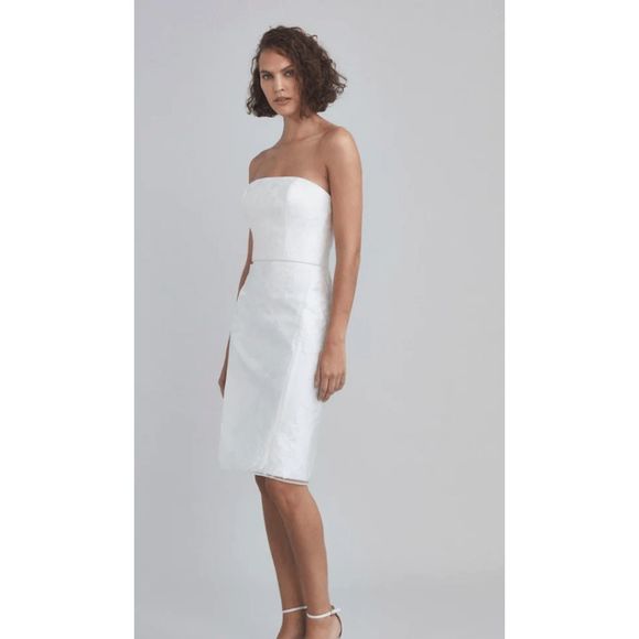 Amsale Dresses & Skirts - NWT Amsale Strapless Rose fil-coupe White Pencil Dress BRIDAL - 4, 6, 8, 10, 12